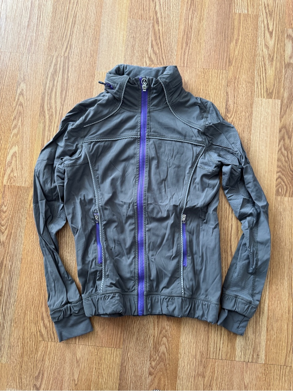 Ivivva Gray Jacket with Purple Trim